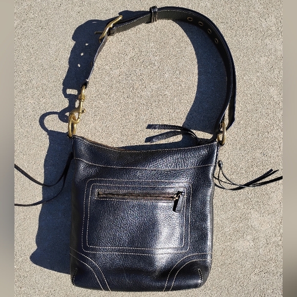 Coach Chelsea Laced Duffle Pebbled Leather Shoulder Bag Vintage - Picture 3 of 6